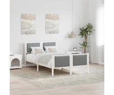 Lova Lovos rėmas Balta ir šviesiai pilka 120 x 200 cm Pušies masyvas