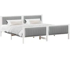 Lovos rėmas Balta ir šviesiai pilka 200 x 200 cm Pušies masyvas