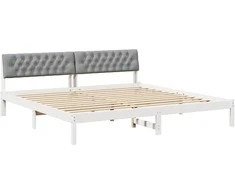 Lova Lovos rėmas Balta ir šviesiai pilka 200 x 200 cm Pušies masyvas