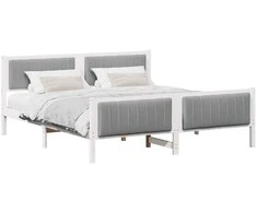 Lovos rėmas Balta ir šviesiai pilka 180 x 200 cm Pušies masyvas