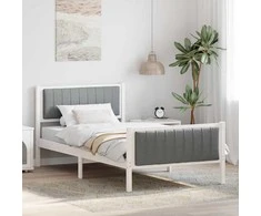 Lova Lovos rėmas Balta ir šviesiai pilka 100 x 200 cm Pušies masyvas