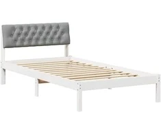 Lova Lovos rėmas Balta ir šviesiai pilka 100 x 200 cm Pušies masyvas