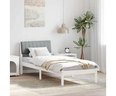 Lova Lovos rėmas Balta ir šviesiai pilka 75 x 190 cm Pušies masyvas