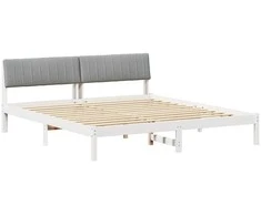 Lovos rėmas Balta ir šviesiai pilka 180 x 200 cm Pušies masyvas