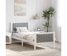 Lova Lovos rėmas Balta ir šviesiai pilka 80 x 200 cm Pušies masyvas
