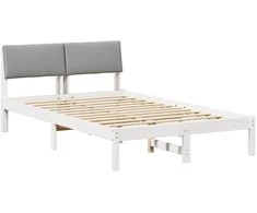 Lova Lovos rėmas Balta ir šviesiai pilka 120 x 200 cm Pušies masyvas