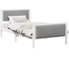 Lova Lovos rėmas Balta ir šviesiai pilka 100 x 200 cm Pušies masyvas