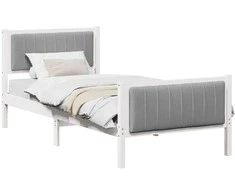 Lova Lovos rėmas Balta ir šviesiai pilka 90 x 200 cm Pušies masyvas