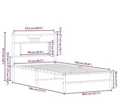 Lova Lovos rėmas be čiužinio, dūminis, 75x190cm, apdirbta mediena