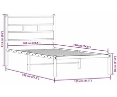 Lova Lovos rėmas be čiužinio, sonoma ąžuolo, 100x190cm, metalas