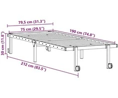 Lova Lovos rėmas be čiužinio Sulankstomas baltas 75x190 cm Plienas