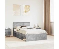 Lova Lovos rėmas Betoninė 120 x 190 cm Kietos pušies mediena