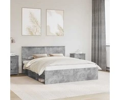 Lova Lovos rėmas Betoninė 160 x 200 cm Kietos pušies mediena