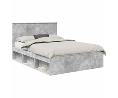 Lova Lovos rėmas Betono pilka 135 x 190 cm Kietos pušies mediena