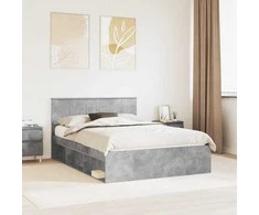 Lova Lovos rėmas Betono pilka 135 x 190 cm Kietos pušies mediena