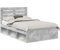 Lova Lovos rėmas Betono pilka 135 x 190 cm Kietos pušies mediena