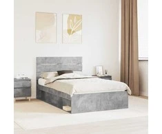 Lova Lovos rėmas Betono pilka 135 x 190 cm Kietos pušies mediena