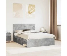 Lova Lovos rėmas Betono pilka 150 x 200 cm Kietos pušies mediena
