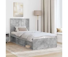 Lova Lovos rėmas Betono pilka 90 x 190 cm Kietos pušies mediena