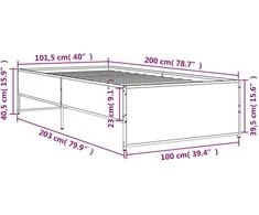 Lovos rėmas, dūminio ąžuolo, 100x200cm, mediena ir metalas