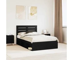 Lova Lovos rėmas Juoda 120 x 190 cm Kietos pušies mediena