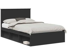 Lova Lovos rėmas Juoda 120 x 190 cm Kietos pušies mediena