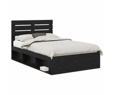 Lova Lovos rėmas Juoda 135 x 190 cm Kietos pušies mediena