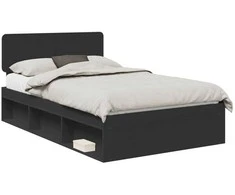 Lova Lovos rėmas Juoda 135 x 190 cm Kietos pušies mediena