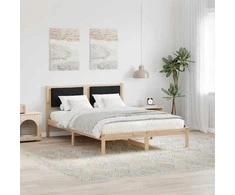 Lova Lovos rėmas Juoda 135 x 190 cm Kietos pušies mediena