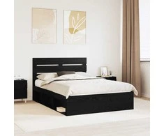 Lova Lovos rėmas Juoda 140 x 190 cm Kietos pušies mediena