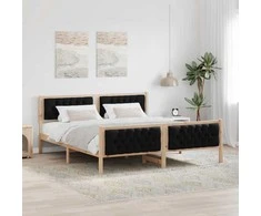 Lovos rėmas Juoda 160 x 200 cm Kietos pušies mediena