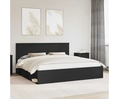 Lovos rėmas Juoda 200 x 200 cm Kietos pušies mediena