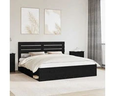 Lovos rėmas Juoda 200 x 200 cm Kietos pušies mediena