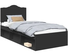 Lova Lovos rėmas Juoda 75 x 190 cm Kietos pušies mediena