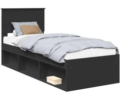 Lova Lovos rėmas Juoda 75 x 190 cm Kietos pušies mediena