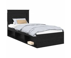 Lova Lovos rėmas Juoda 75 x 190 cm Kietos pušies mediena