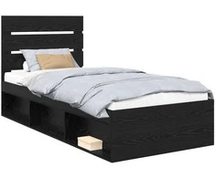 Lova Lovos rėmas Juoda 75 x 190 cm Kietos pušies mediena