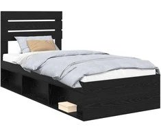 Lova Lovos rėmas Juoda 75 x 190 cm Kietos pušies mediena