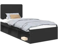 Lova Lovos rėmas Juoda 75 x 190 cm Kietos pušies mediena