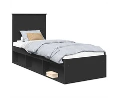 Lova Lovos rėmas Juoda 75 x 190 cm Kietos pušies mediena