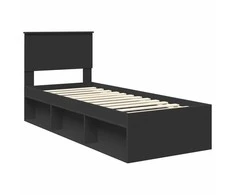 Lova Lovos rėmas Juoda 75 x 190 cm Kietos pušies mediena
