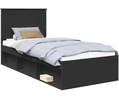 Lova Lovos rėmas Juoda 90 x 190 cm Kietos pušies mediena