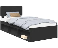 Lova Lovos rėmas Juoda 90 x 190 cm Kietos pušies mediena