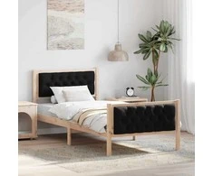 Lova Lovos rėmas Juoda 90 x 200 cm Kietos pušies mediena