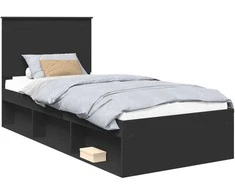 Lova Lovos rėmas Juoda 90 x 200 cm Kietos pušies mediena