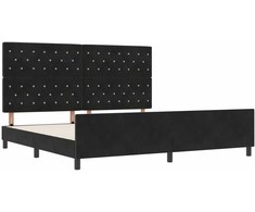 Kiemas lova su galvūgalio Juoda 200 x 200 cm Aksomas