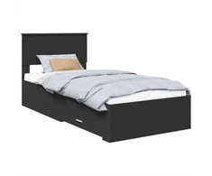 Lova Lovos rėmas Juodas ir sidabrinis 75 x 190 cm Apdirbta mediena