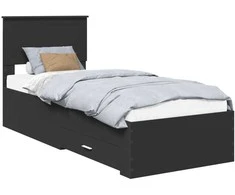 Lova Lovos rėmas Juodas ir sidabrinis 75 x 190 cm Apdirbta mediena