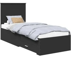 Lova Lovos rėmas Juodas ir sidabrinis 70 x 190 cm Apdirbta mediena