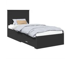 Lova Lovos rėmas Juodas ir sidabrinis 75 x 190 cm Apdirbta mediena